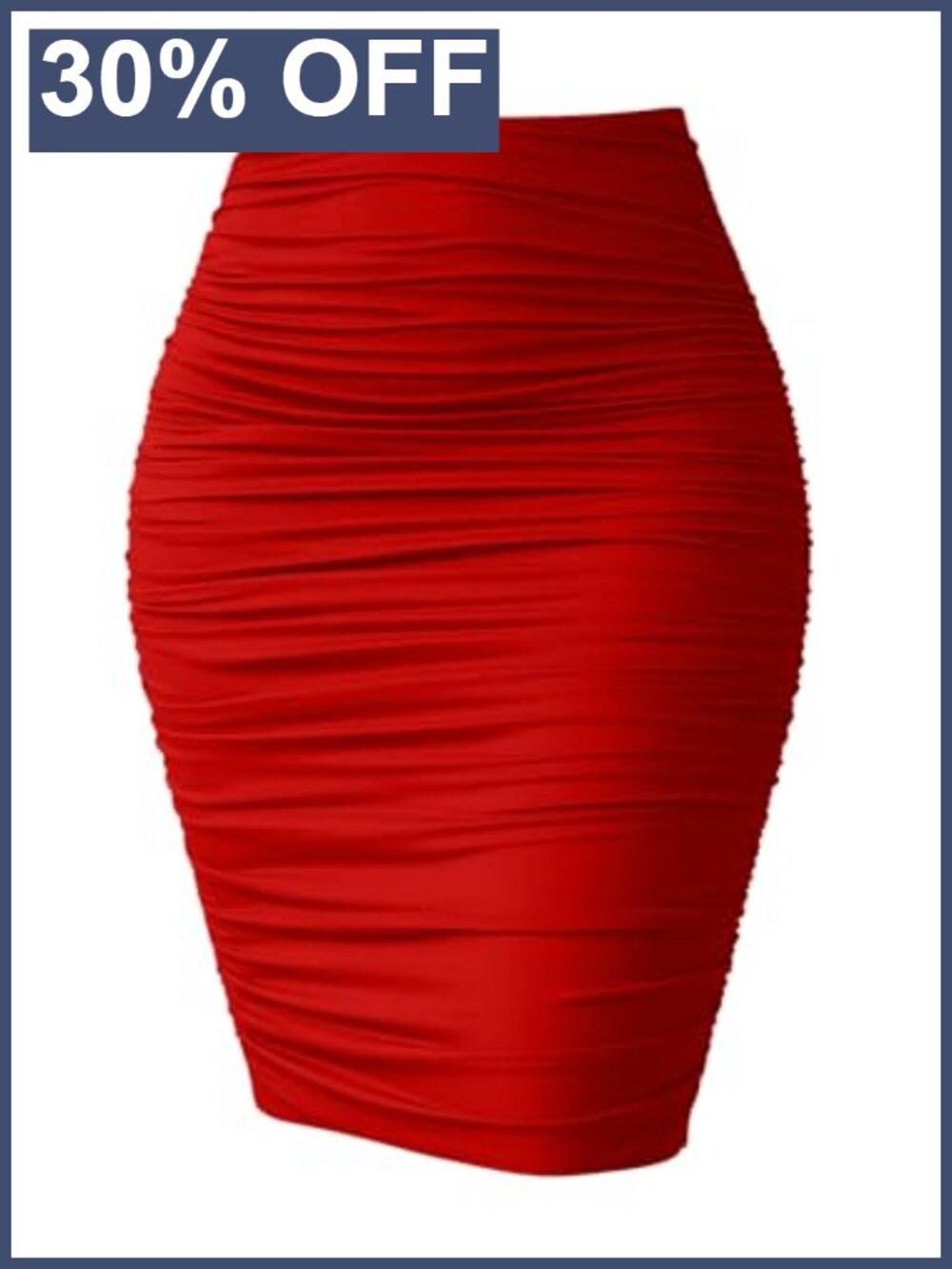 High Waist Ruched Bodycon Stretch Midi Pencil Skirt Women's